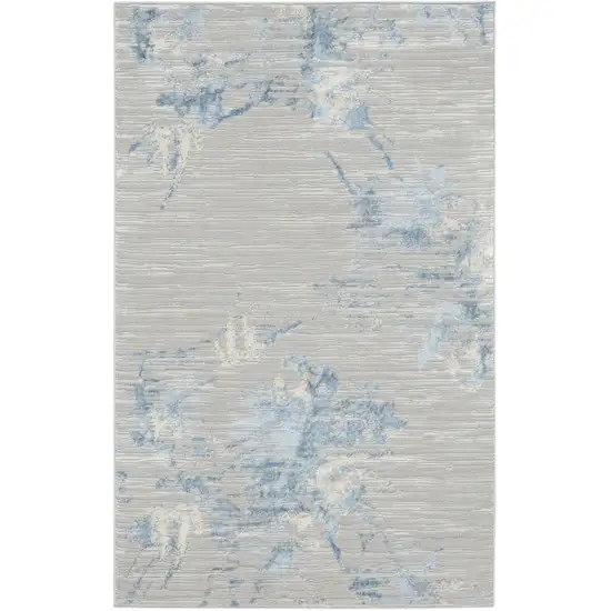 Gray Floral Power Loom Area Rug Photo 2