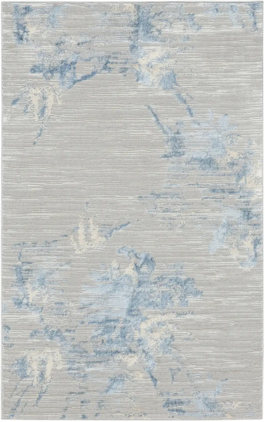 Gray Floral Power Loom Area Rug Photo 2
