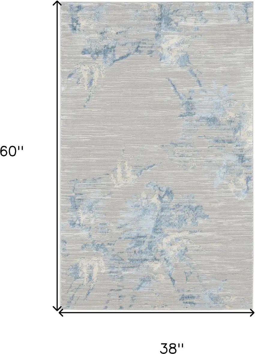 Gray Floral Power Loom Area Rug Photo 3