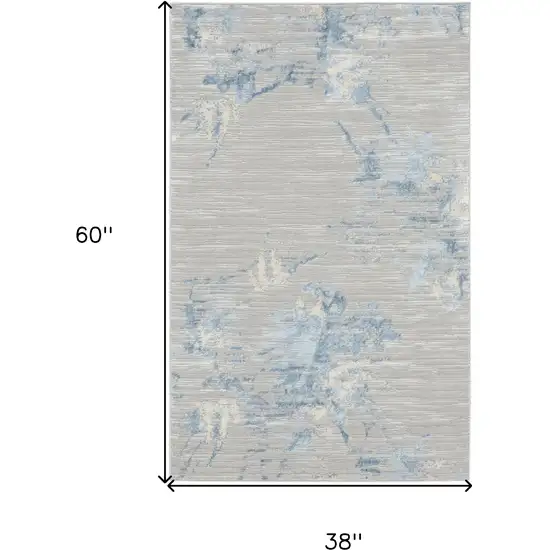 Gray Floral Power Loom Area Rug Photo 3