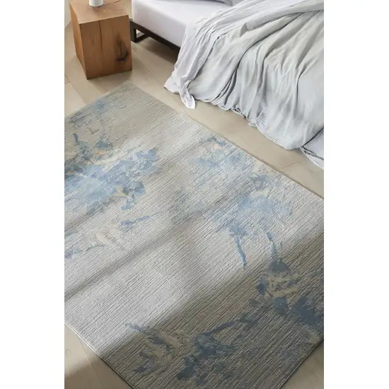 Gray Floral Power Loom Area Rug Photo 7