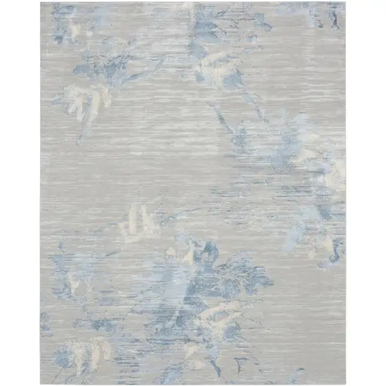 Gray Floral Power Loom Area Rug Photo 8