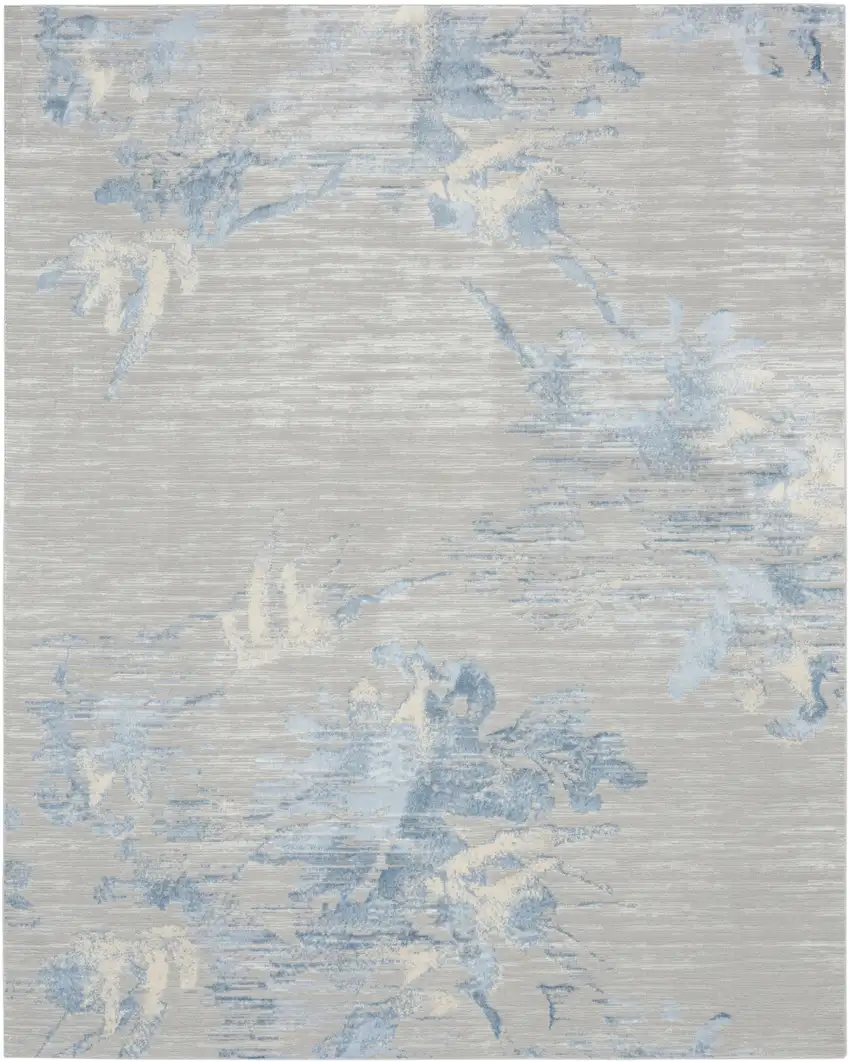 Gray Floral Power Loom Area Rug Photo 8