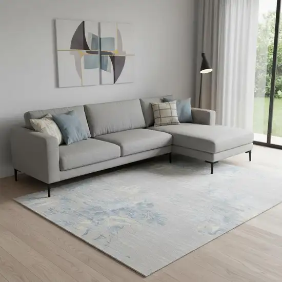 Gray Floral Power Loom Area Rug Photo 1