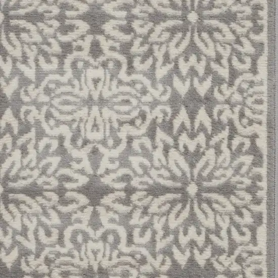 Gray Floral Power Loom Area Rug Photo 1