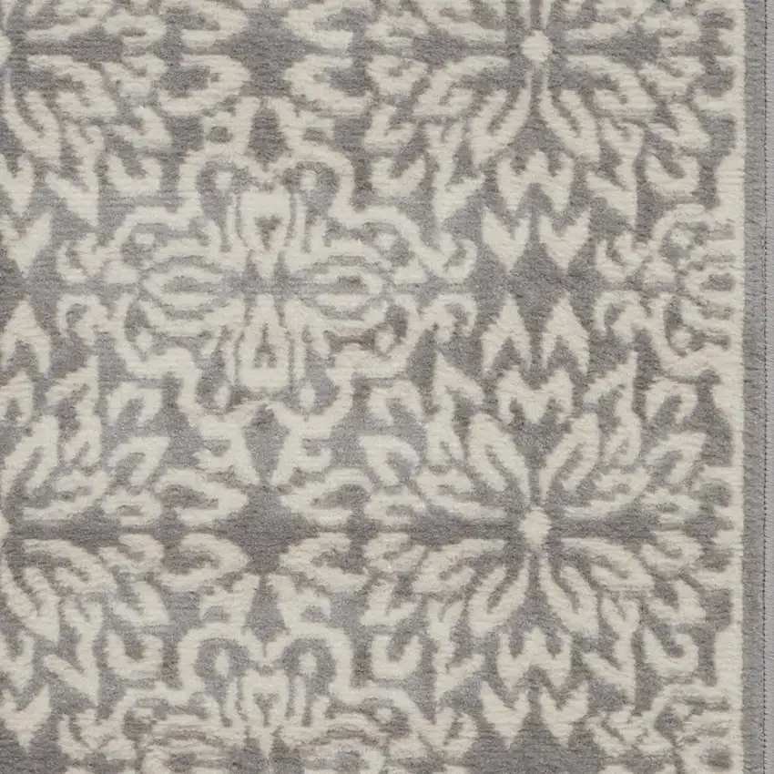 Gray Floral Power Loom Area Rug Photo 1