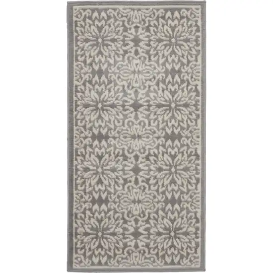 Gray Floral Power Loom Area Rug Photo 4