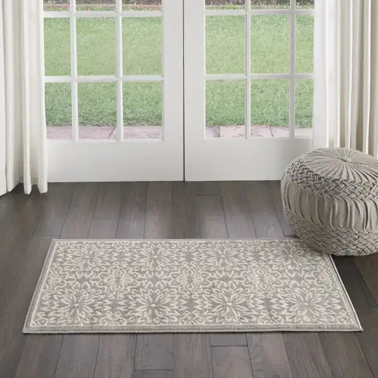 Gray Floral Power Loom Area Rug Photo 5