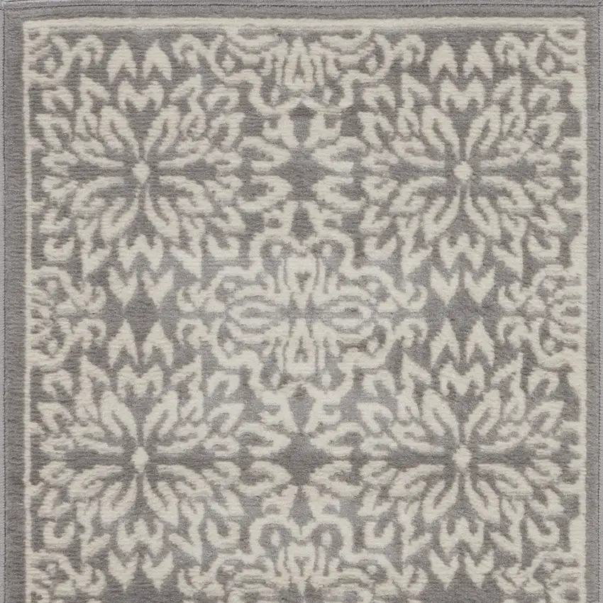 Gray Floral Power Loom Area Rug Photo 4