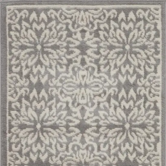 Gray Floral Power Loom Area Rug Photo 3