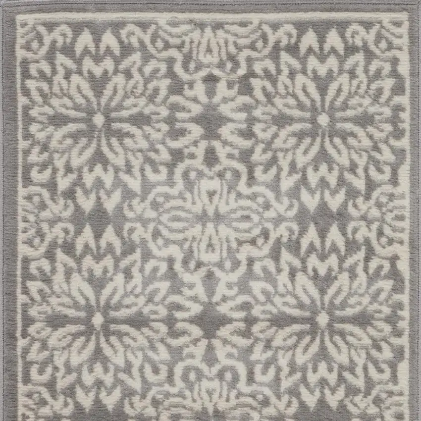 Gray Floral Power Loom Area Rug Photo 3