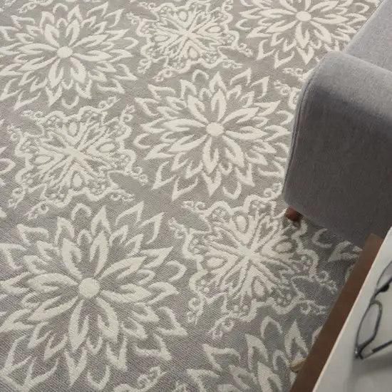 Gray Floral Power Loom Area Rug Photo 8