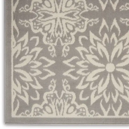 Gray Floral Power Loom Area Rug Photo 9