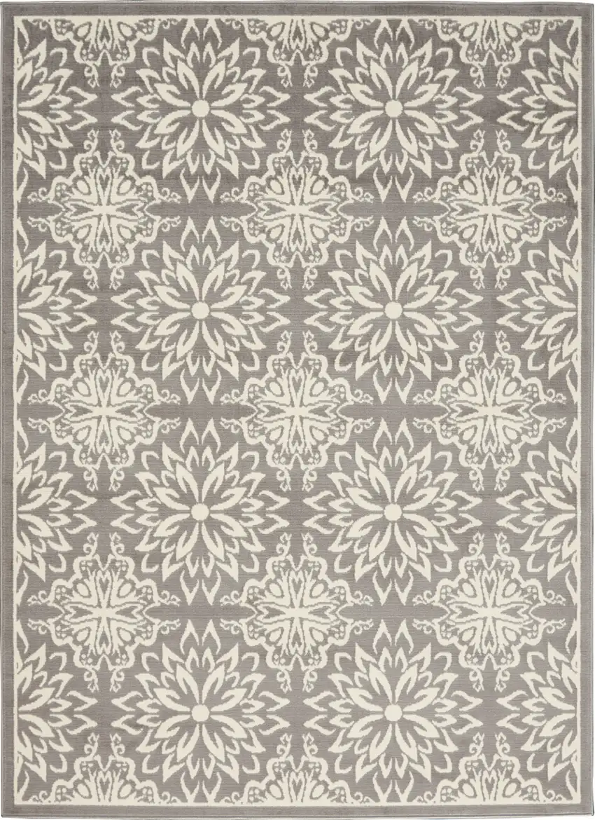 Gray Floral Power Loom Area Rug Photo 5