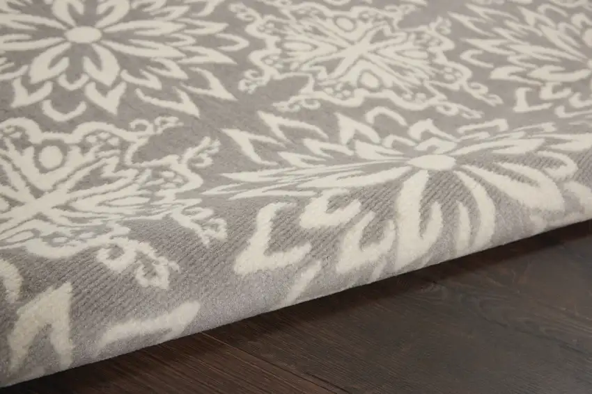 Gray Floral Power Loom Area Rug Photo 9