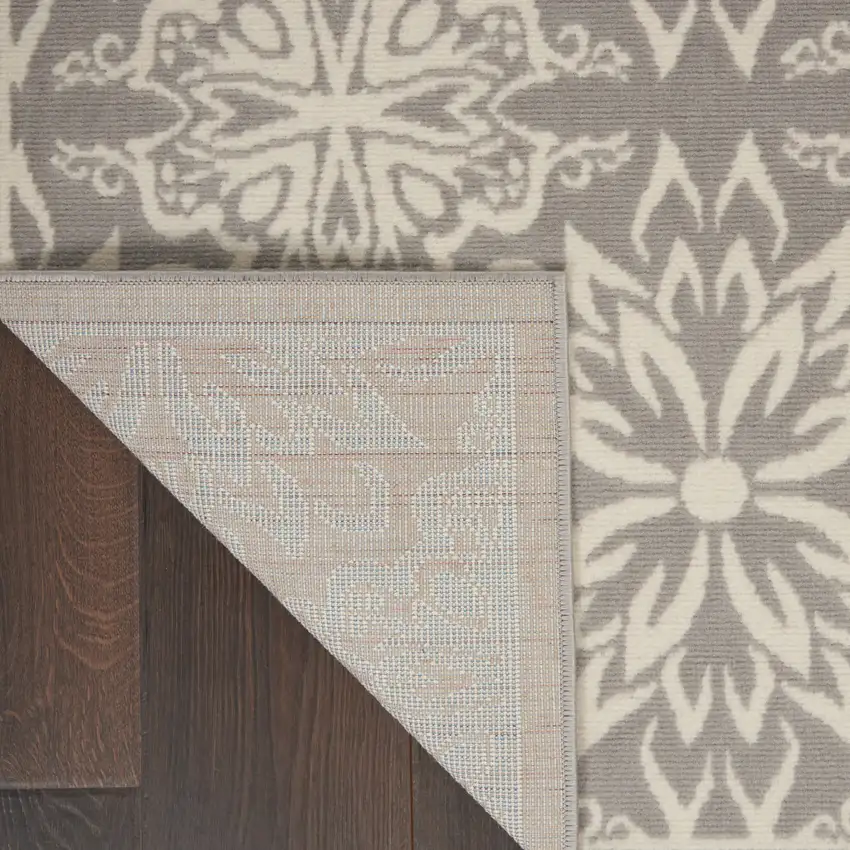 Gray Floral Power Loom Area Rug Photo 9