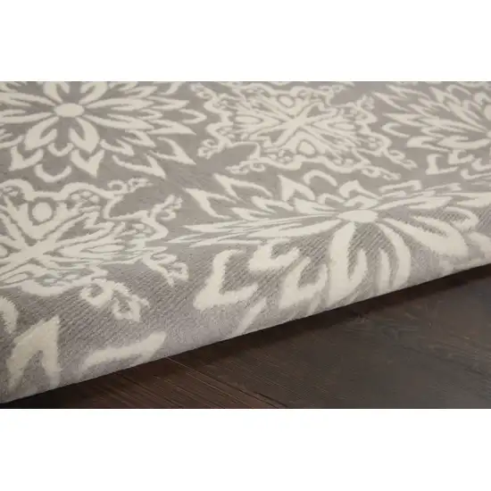 Gray Floral Power Loom Area Rug Photo 8