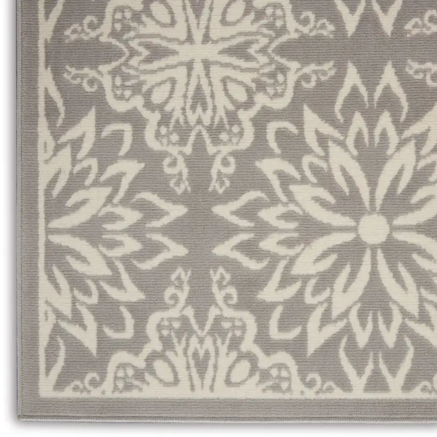 Gray Floral Power Loom Area Rug Photo 9