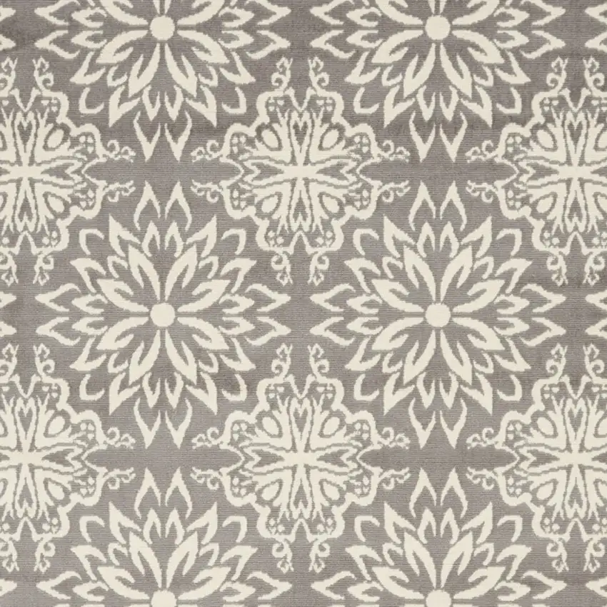 Gray Floral Power Loom Area Rug Photo 4