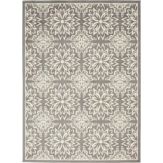Gray Floral Power Loom Area Rug Photo 2