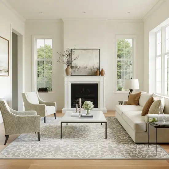 Gray Floral Power Loom Area Rug Photo 4