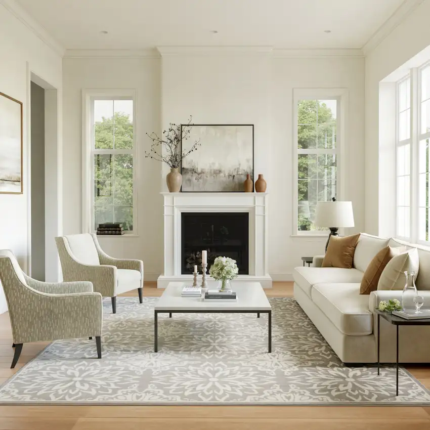 Gray Floral Power Loom Area Rug Photo 4