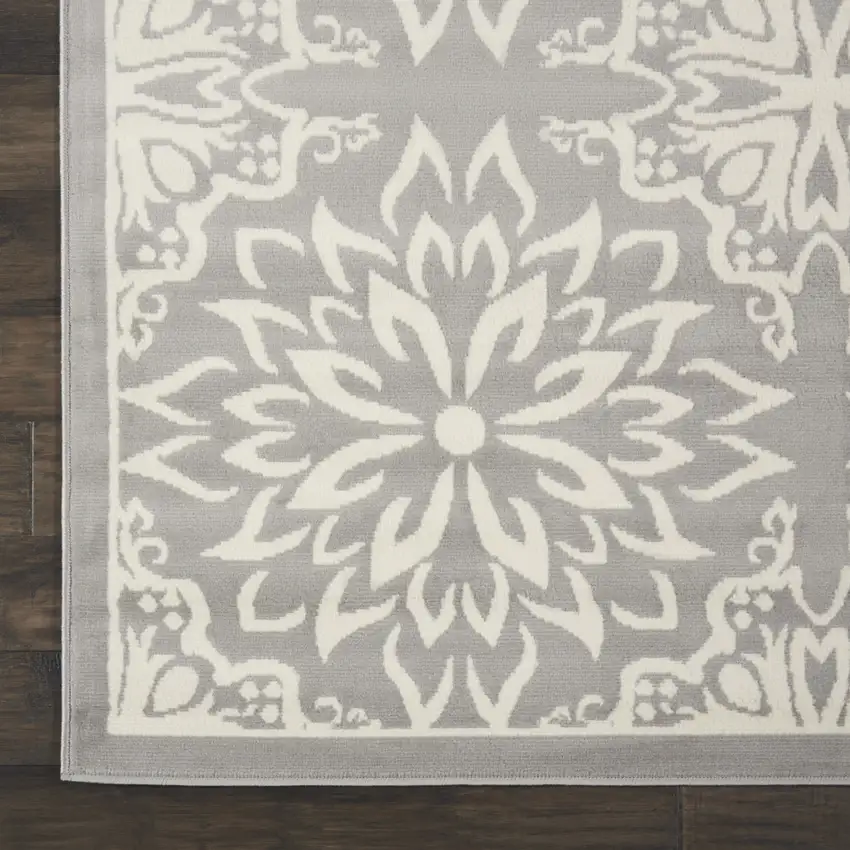 Gray Floral Power Loom Area Rug Photo 3