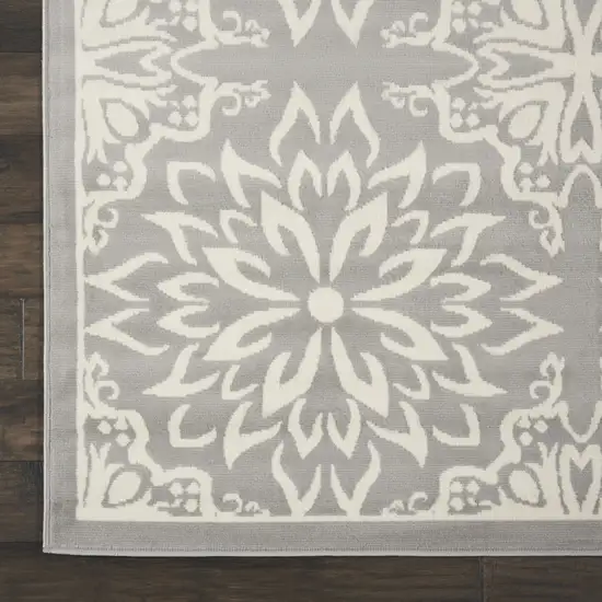 Gray Floral Power Loom Area Rug Photo 7