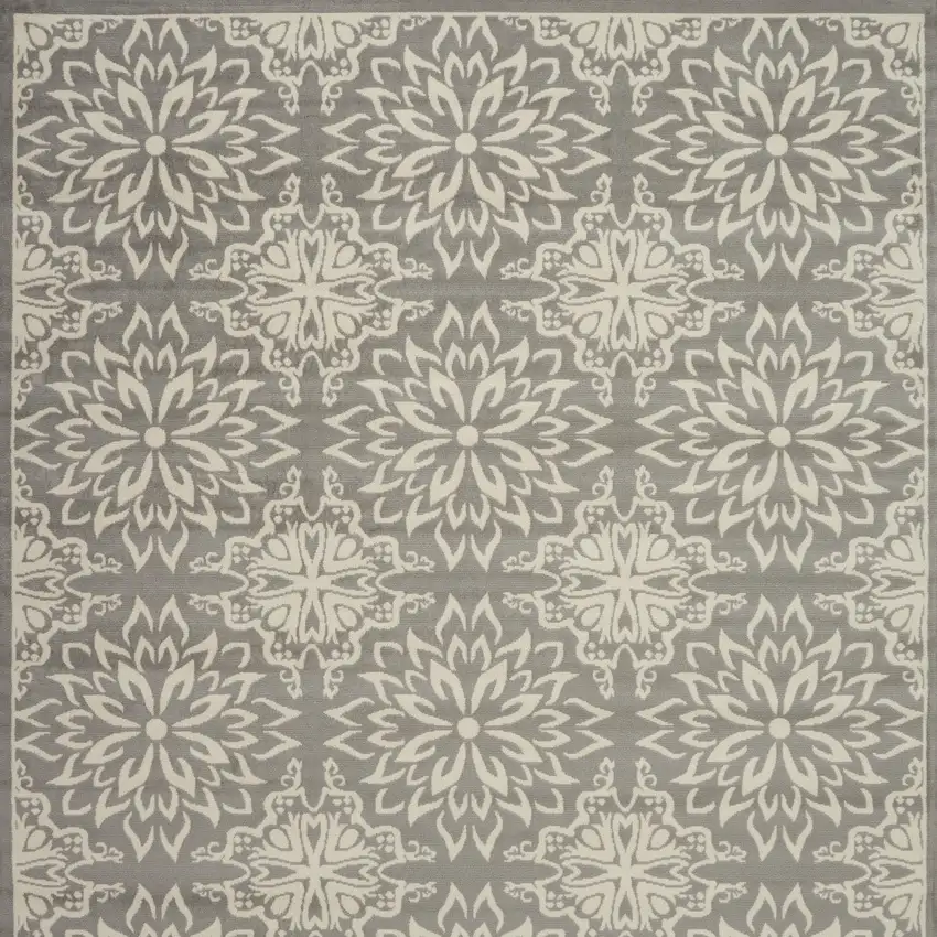 Gray Floral Power Loom Area Rug Photo 4