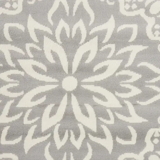 Gray Floral Power Loom Area Rug Photo 3