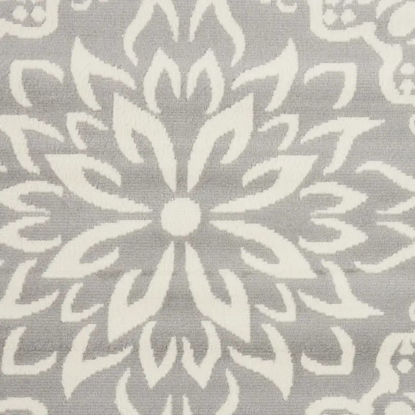 Gray Floral Power Loom Area Rug Photo 3
