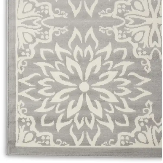 Gray Floral Power Loom Area Rug Photo 9