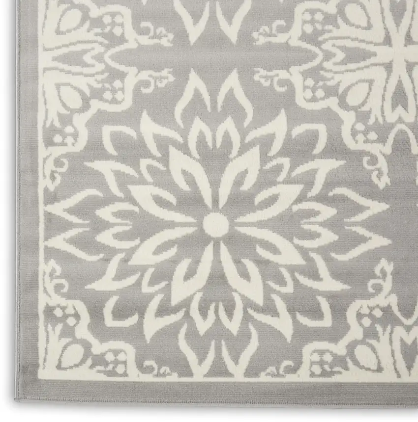 Gray Floral Power Loom Area Rug Photo 9