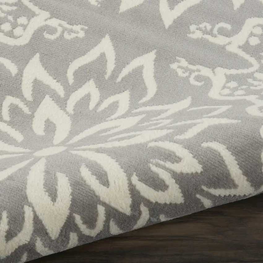 Gray Floral Power Loom Area Rug Photo 8