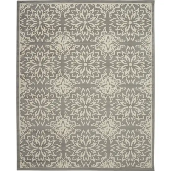 Gray Floral Power Loom Area Rug Photo 2