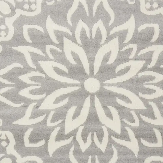 Gray Floral Power Loom Area Rug Photo 4