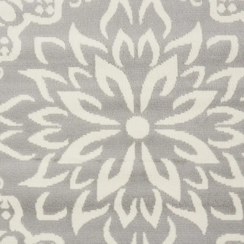 Gray Floral Power Loom Area Rug Photo 4