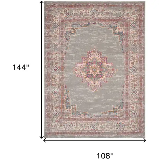 Gray Floral Power Loom Area Rug Photo 3