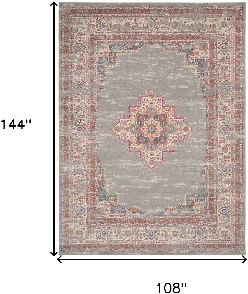 Gray Floral Power Loom Area Rug Photo 3