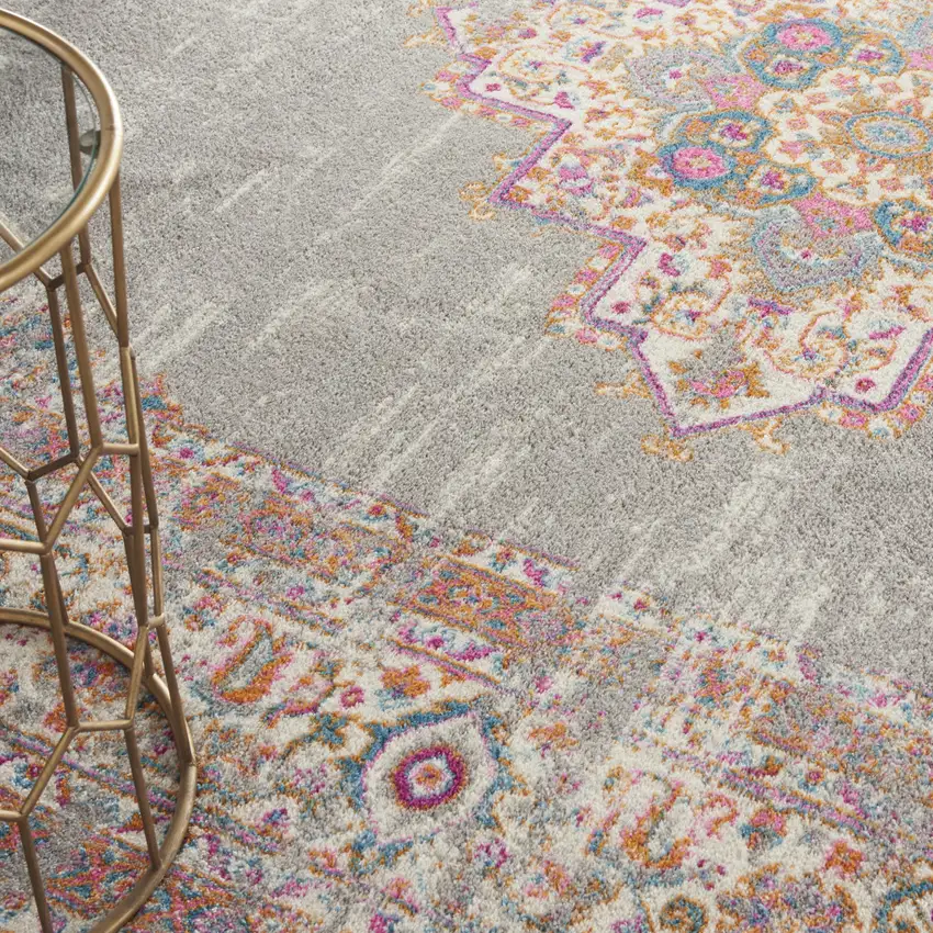 Gray Floral Power Loom Area Rug Photo 8