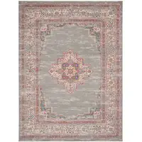 Photo of Gray Floral Power Loom Area Rug