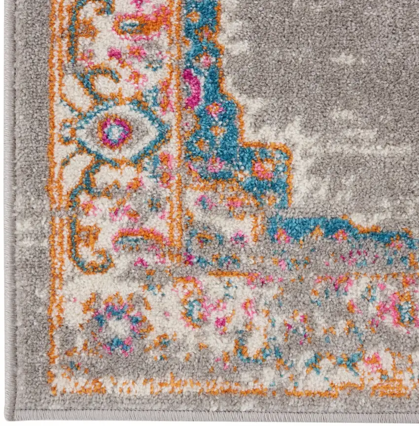 Gray Floral Power Loom Area Rug Photo 9