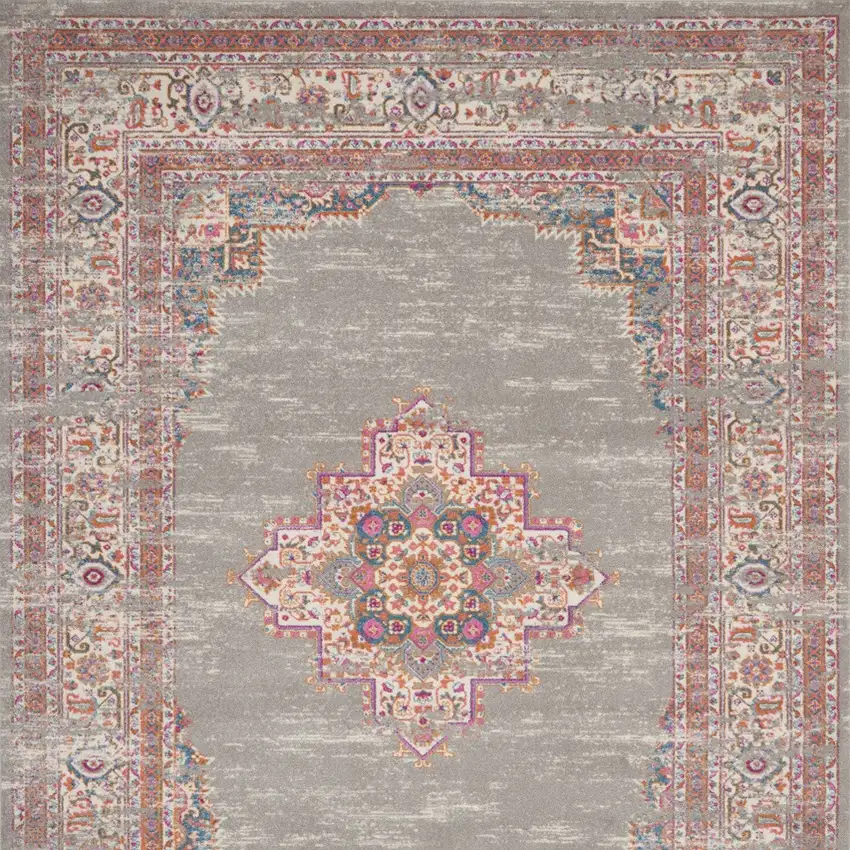 Gray Floral Power Loom Area Rug Photo 8