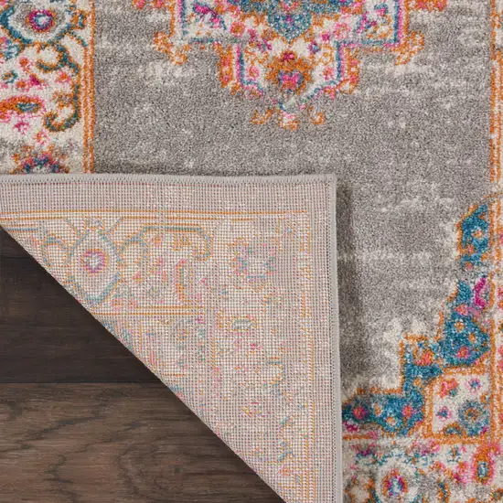 Gray Floral Power Loom Area Rug Photo 9