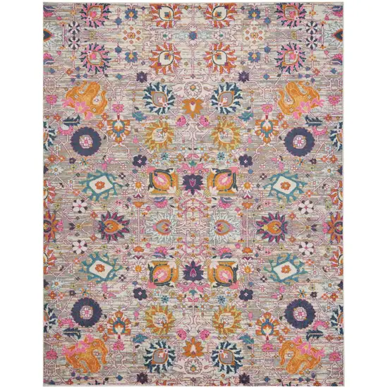 Gray Floral Power Loom Area Rug Photo 9