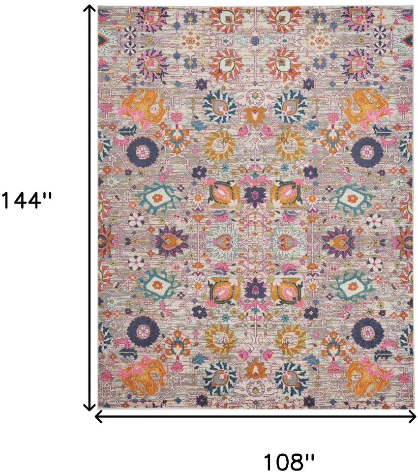 Gray Floral Power Loom Area Rug Photo 7