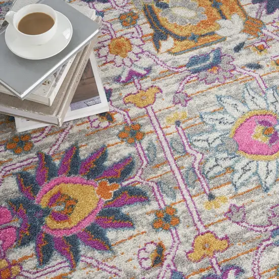 Gray Floral Power Loom Area Rug Photo 9