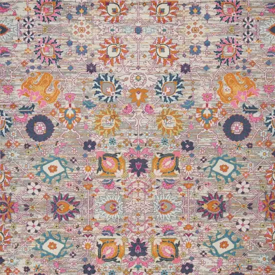 Gray Floral Power Loom Area Rug Photo 3