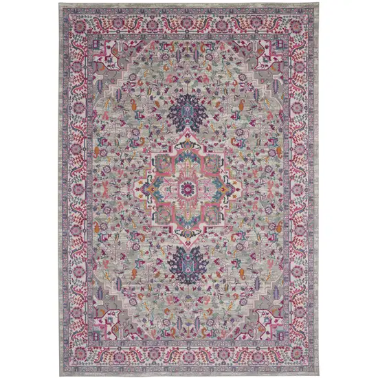 Gray Floral Power Loom Area Rug Photo 2