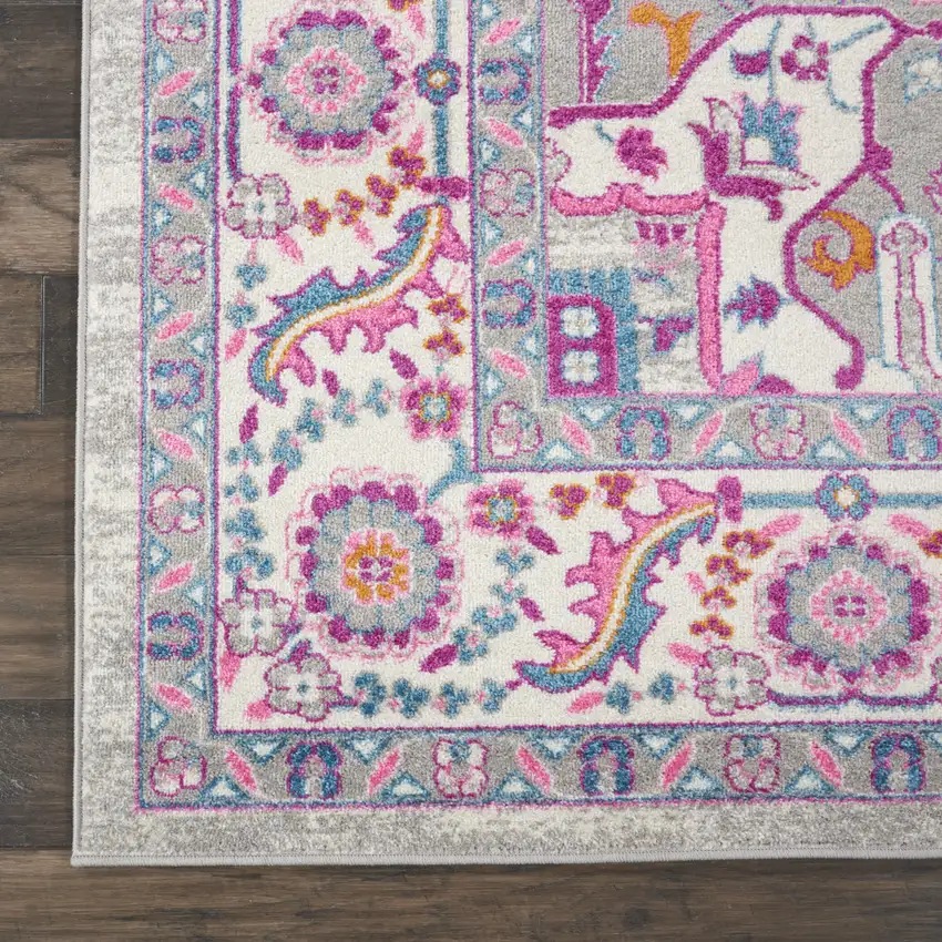 Gray Floral Power Loom Area Rug Photo 9